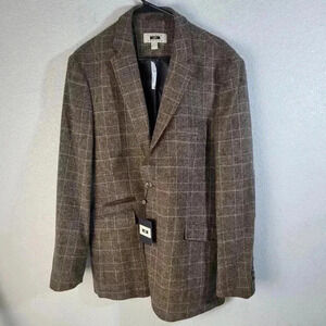 NWT Joe Joseph Abboud Sz L Wool Blend Brown 2 Button Blazer Elbow Patches